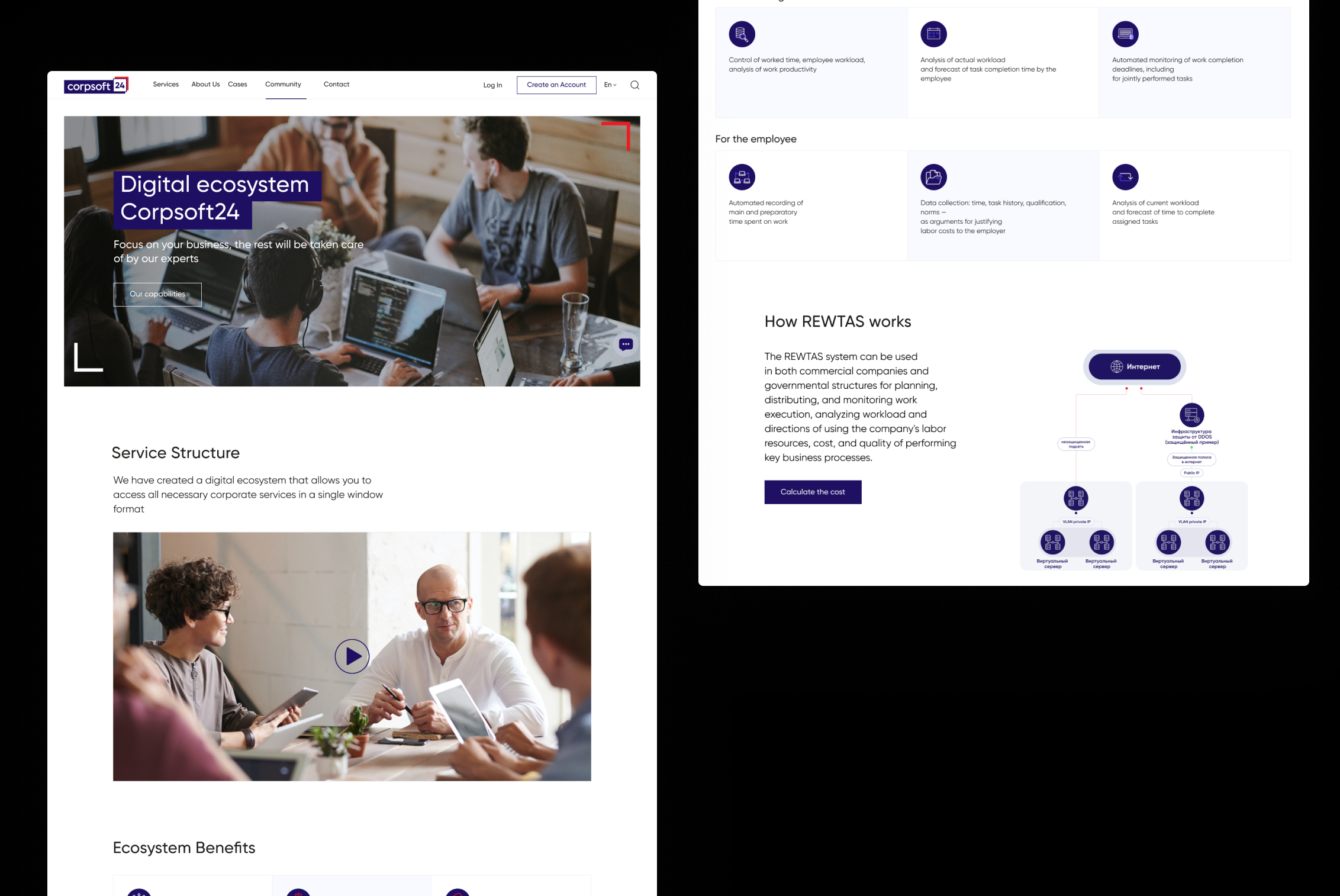Corpsoft24 corporate services page design