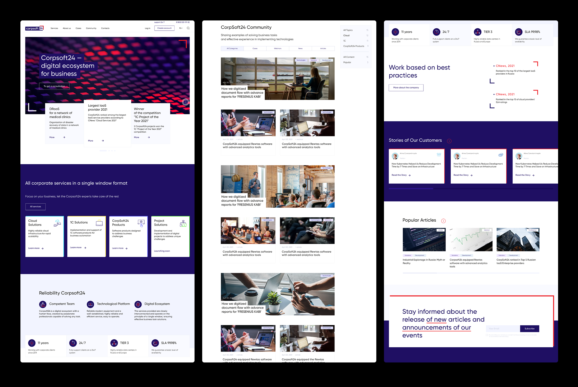 Corpsoft24 website layouts and design system