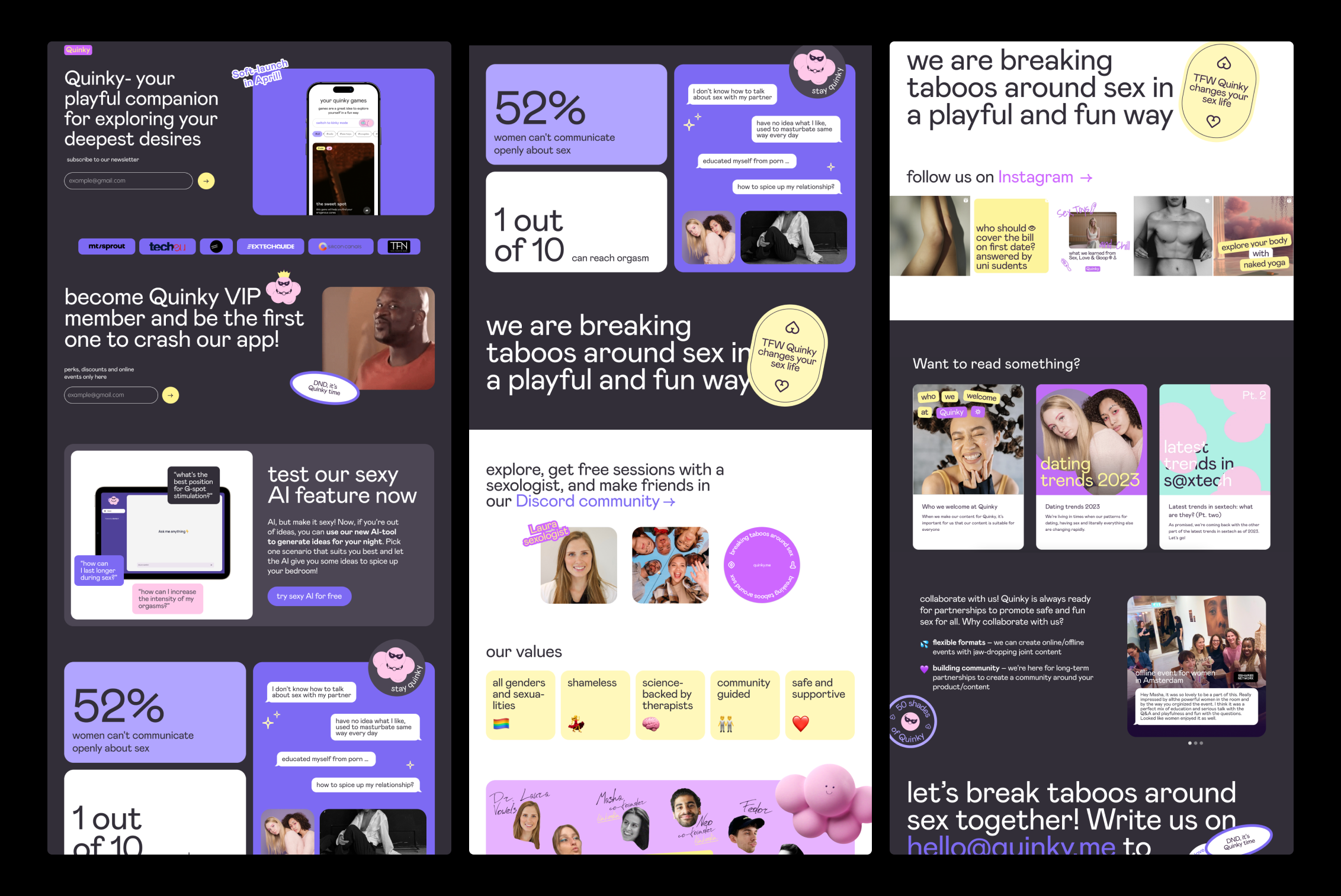 Quinky website and brand design system